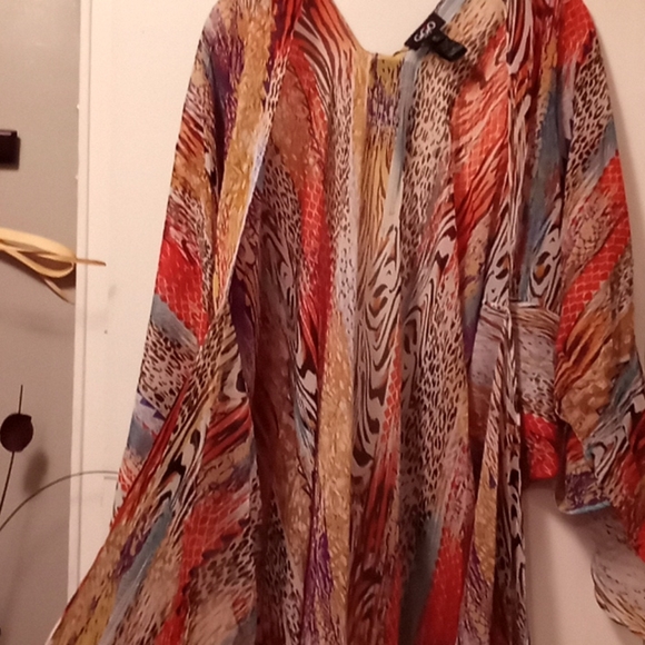KIMONO Mix-Print Open Front Maxi Small Med Large - Picture 12 of 12